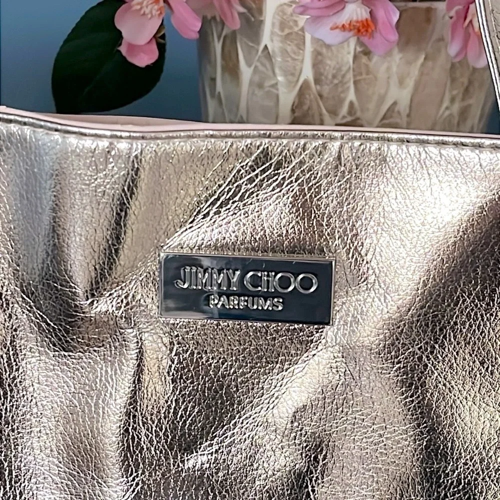 NWOT Jimmy Choo Parfums Pale Pink Tote Gold Metallic Detail Shoulder Bag Purse - Picture 3 of 14